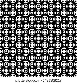 Black and white seamless abstract pattern. Background and backdrop. Grayscale ornamental design. Mosaic ornaments. Vector graphic illustration. EPS10.