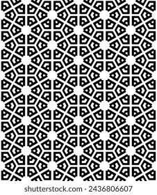 Schwarz-Weiß nahtloses abstraktes Muster. Hintergrund und Hintergrund. Graustufen-Zierdesign. Mosaikverzierungen. Vektorgrafik-Darstellung. EPS10.