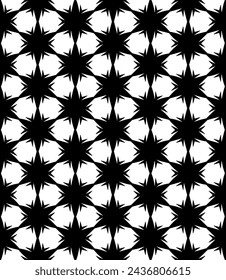 Black and white seamless abstract pattern. Background and backdrop. Grayscale ornamental design. Mosaic ornaments. Vector graphic illustration. EPS10.