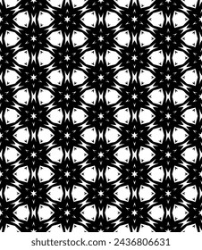 Black and white seamless abstract pattern. Background and backdrop. Grayscale ornamental design. Mosaic ornaments. Vector graphic illustration. EPS10.