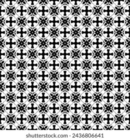 Black and white seamless abstract pattern. Background and backdrop. Grayscale ornamental design. Mosaic ornaments. Vector graphic illustration. EPS10.