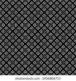 Black and white seamless abstract pattern. Background and backdrop. Grayscale ornamental design. Mosaic ornaments. Vector graphic illustration. EPS10.