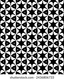 Patrón abstracto sin costuras blanco y negro. Fondo y telón de fondo. Diseño ornamental en escala de grises. Adornos en mosaico. Ilustración gráfica vectorial. EPS10.