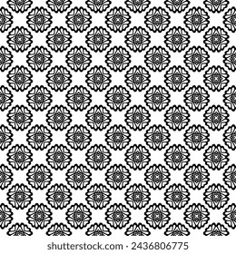 Black and white seamless abstract pattern. Background and backdrop. Grayscale ornamental design. Mosaic ornaments. Vector graphic illustration. EPS10.