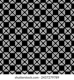 Black and white seamless abstract pattern. Background and backdrop. Grayscale ornamental design. Mosaic ornaments. Vector graphic illustration. EPS10.