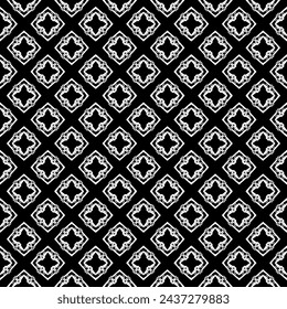 Black and white seamless abstract pattern. Background and backdrop. Grayscale ornamental design. Mosaic ornaments. Vector graphic illustration. EPS10.