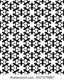 Patrón abstracto sin costuras blanco y negro. Fondo y telón de fondo. Diseño ornamental en escala de grises. Adornos en mosaico. Ilustración gráfica vectorial. EPS10.