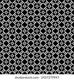 Black and white seamless abstract pattern. Background and backdrop. Grayscale ornamental design. Mosaic ornaments. Vector graphic illustration. EPS10.