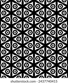 Black and white seamless abstract pattern. Background and backdrop. Grayscale ornamental design. Mosaic ornaments. Vector graphic illustration. EPS10.