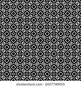 Black and white seamless abstract pattern. Background and backdrop. Grayscale ornamental design. Mosaic ornaments. Vector graphic illustration. EPS10.