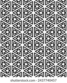 Black and white seamless abstract pattern. Background and backdrop. Grayscale ornamental design. Mosaic ornaments. Vector graphic illustration. EPS10.