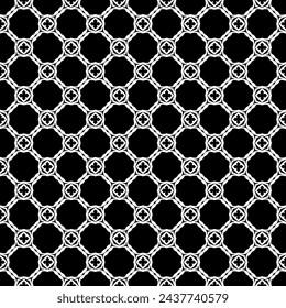 Patrón abstracto sin costuras blanco y negro. Fondo y telón de fondo. Diseño ornamental en escala de grises. Adornos en mosaico. Ilustración gráfica vectorial. EPS10.