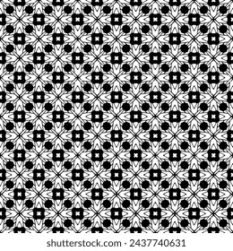 Black and white seamless abstract pattern. Background and backdrop. Grayscale ornamental design. Mosaic ornaments. Vector graphic illustration. EPS10.