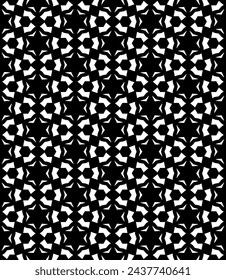 Black and white seamless abstract pattern. Background and backdrop. Grayscale ornamental design. Mosaic ornaments. Vector graphic illustration. EPS10.