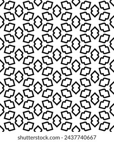Black and white seamless abstract pattern. Background and backdrop. Grayscale ornamental design. Mosaic ornaments. Vector graphic illustration. EPS10.