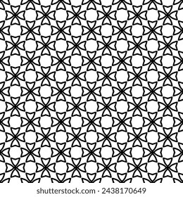 Patrón abstracto sin costuras blanco y negro. Fondo y telón de fondo. Diseño ornamental en escala de grises. Adornos en mosaico. Ilustración gráfica vectorial. EPS10.
