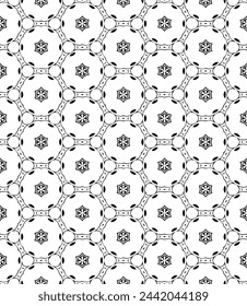Black and white seamless abstract pattern. Background and backdrop. Grayscale ornamental design. Mosaic ornaments. Vector graphic illustration. EPS10.