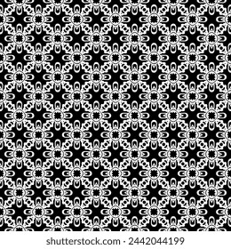 Schwarz-Weiß nahtloses abstraktes Muster. Hintergrund und Hintergrund. Graustufen-Zierdesign. Mosaikverzierungen. Vektorgrafik-Darstellung. EPS10.
