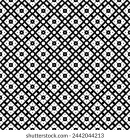 Black and white seamless abstract pattern. Background and backdrop. Grayscale ornamental design. Mosaic ornaments. Vector graphic illustration. EPS10.