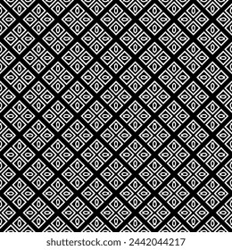 Patrón abstracto sin costuras blanco y negro. Fondo y telón de fondo. Diseño ornamental en escala de grises. Adornos en mosaico. Ilustración gráfica vectorial. EPS10.