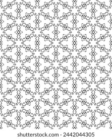 Black and white seamless abstract pattern. Background and backdrop. Grayscale ornamental design. Mosaic ornaments. Vector graphic illustration. EPS10.