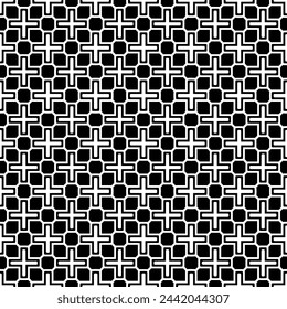 Patrón abstracto sin costuras blanco y negro. Fondo y telón de fondo. Diseño ornamental en escala de grises. Adornos en mosaico. Ilustración gráfica vectorial. EPS10.