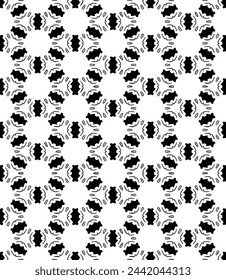Black and white seamless abstract pattern. Background and backdrop. Grayscale ornamental design. Mosaic ornaments. Vector graphic illustration. EPS10.