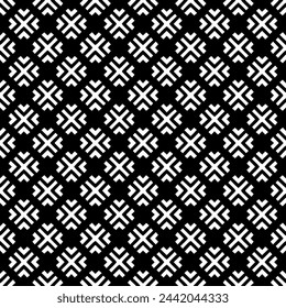 Black and white seamless abstract pattern. Background and backdrop. Grayscale ornamental design. Mosaic ornaments. Vector graphic illustration. EPS10.