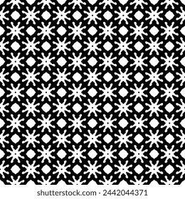 Patrón abstracto sin costuras blanco y negro. Fondo y telón de fondo. Diseño ornamental en escala de grises. Adornos en mosaico. Ilustración gráfica vectorial. EPS10.