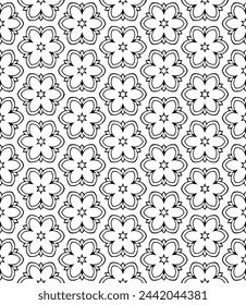Black and white seamless abstract pattern. Background and backdrop. Grayscale ornamental design. Mosaic ornaments. Vector graphic illustration. EPS10.