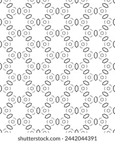 Black and white seamless abstract pattern. Background and backdrop. Grayscale ornamental design. Mosaic ornaments. Vector graphic illustration. EPS10.