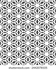 Black and white seamless abstract pattern. Background and backdrop. Grayscale ornamental design. Mosaic ornaments. Vector graphic illustration. EPS10.