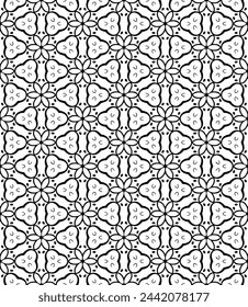 Black and white seamless abstract pattern. Background and backdrop. Grayscale ornamental design. Mosaic ornaments. Vector graphic illustration. EPS10.