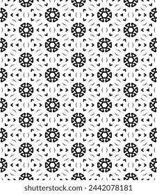 Black and white seamless abstract pattern. Background and backdrop. Grayscale ornamental design. Mosaic ornaments. Vector graphic illustration. EPS10.