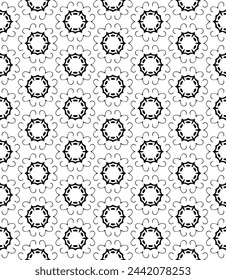 Black and white seamless abstract pattern. Background and backdrop. Grayscale ornamental design. Mosaic ornaments. Vector graphic illustration. EPS10.