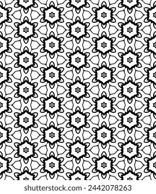 Schwarz-Weiß nahtloses abstraktes Muster. Hintergrund und Hintergrund. Graustufen-Zierdesign. Mosaikverzierungen. Vektorgrafik-Darstellung. EPS10.