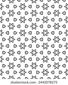 Patrón abstracto sin costuras blanco y negro. Fondo y telón de fondo. Diseño ornamental en escala de grises. Adornos en mosaico. Ilustración gráfica vectorial. EPS10.