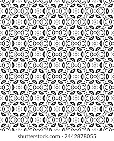 Patrón abstracto sin costuras blanco y negro. Fondo y telón de fondo. Diseño ornamental en escala de grises. Adornos en mosaico. Ilustración gráfica vectorial. EPS10.