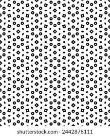 Black and white seamless abstract pattern. Background and backdrop. Grayscale ornamental design. Mosaic ornaments. Vector graphic illustration. EPS10.