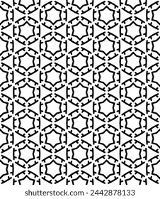 Black and white seamless abstract pattern. Background and backdrop. Grayscale ornamental design. Mosaic ornaments. Vector graphic illustration. EPS10.