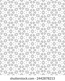 Patrón abstracto sin costuras blanco y negro. Fondo y telón de fondo. Diseño ornamental en escala de grises. Adornos en mosaico. Ilustración gráfica vectorial. EPS10.
