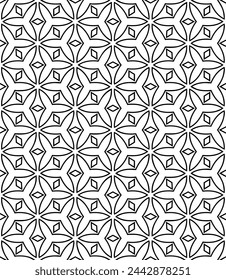 Patrón abstracto sin costuras blanco y negro. Fondo y telón de fondo. Diseño ornamental en escala de grises. Adornos en mosaico. Ilustración gráfica vectorial. EPS10.