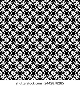 Black and white seamless abstract pattern. Background and backdrop. Grayscale ornamental design. Mosaic ornaments. Vector graphic illustration. EPS10.