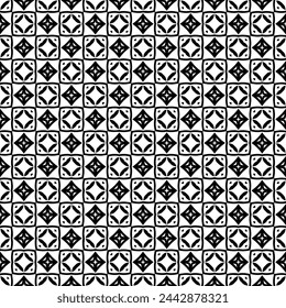 Black and white seamless abstract pattern. Background and backdrop. Grayscale ornamental design. Mosaic ornaments. Vector graphic illustration. EPS10.