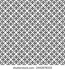 Black and white seamless abstract pattern. Background and backdrop. Grayscale ornamental design. Mosaic ornaments. Vector graphic illustration. EPS10.