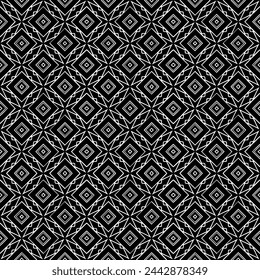 Patrón abstracto sin costuras blanco y negro. Fondo y telón de fondo. Diseño ornamental en escala de grises. Adornos en mosaico. Ilustración gráfica vectorial. EPS10.