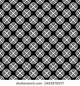 Black and white seamless abstract pattern. Background and backdrop. Grayscale ornamental design. Mosaic ornaments. Vector graphic illustration. EPS10.