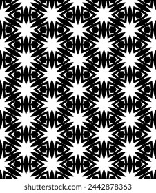 Patrón abstracto sin costuras blanco y negro. Fondo y telón de fondo. Diseño ornamental en escala de grises. Adornos en mosaico. Ilustración gráfica vectorial. EPS10.