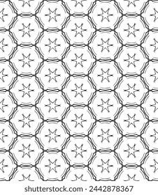 Black and white seamless abstract pattern. Background and backdrop. Grayscale ornamental design. Mosaic ornaments. Vector graphic illustration. EPS10.