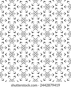 Black and white seamless abstract pattern. Background and backdrop. Grayscale ornamental design. Mosaic ornaments. Vector graphic illustration. EPS10.